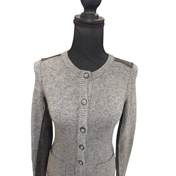 Banana Republic Lambs Wool Gray Charcoal Button Cardigan Sweater XS Sustainable - Picture 2 of 8